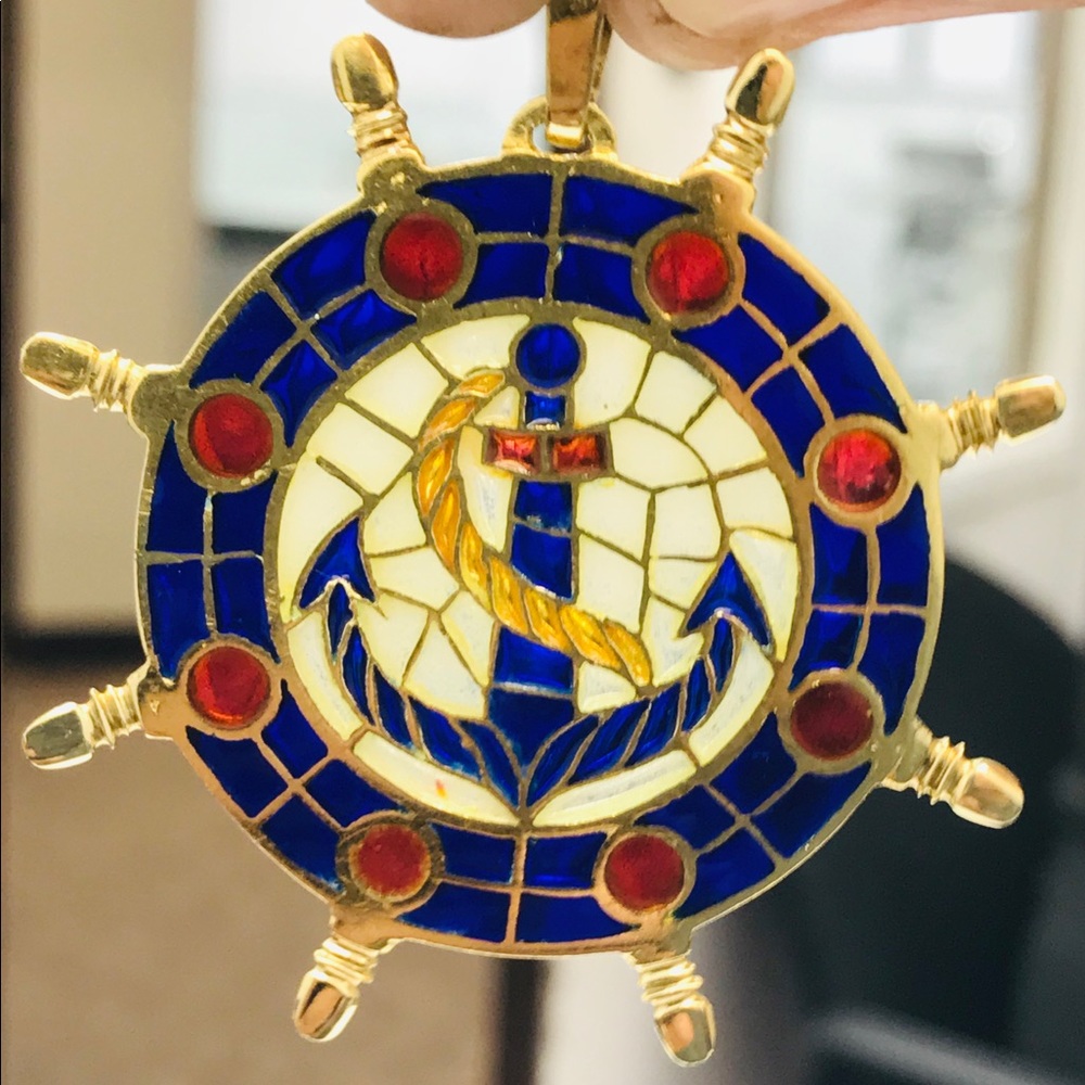 Antique pendent plique a jour  18k gold pendent